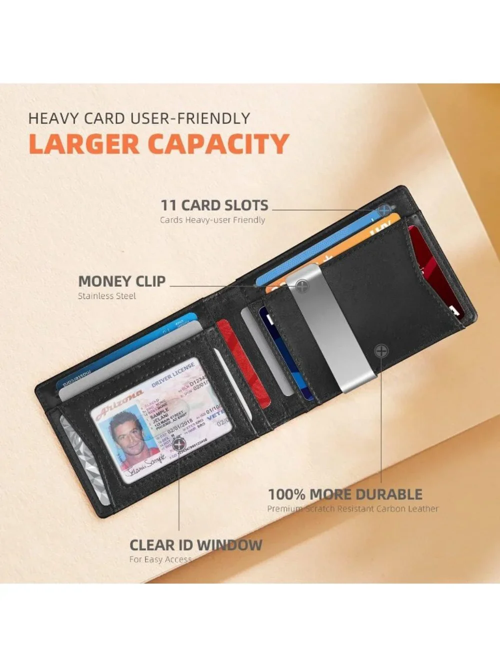 〽️Man Classic Leather Money Clip RFID Blocking Pocket Bifold Credit Card Wallet